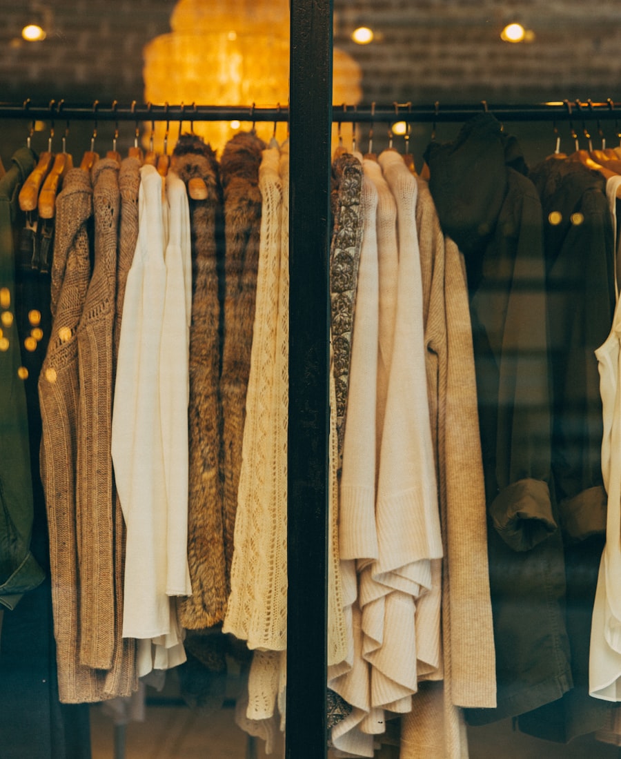 A rail of organised clothing